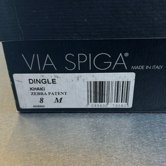 VIA SPIGA "DINGLE" SLIDE, GREEN AND BROWN ZEBRA PATENT, SIZE 8M - Picture 4 of 6